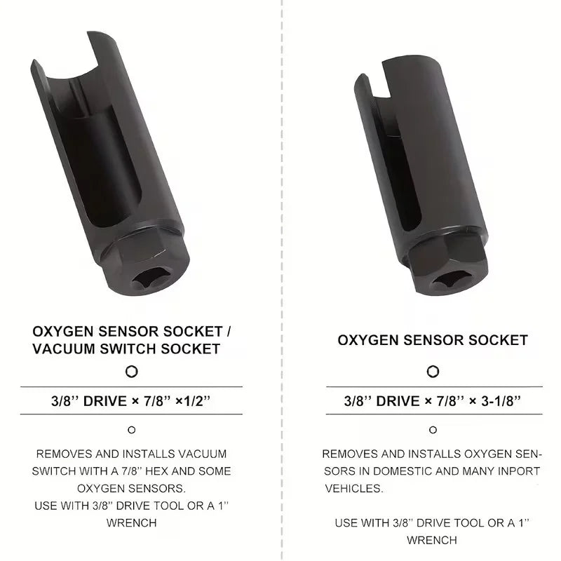 Heavy-Duty Steel O2 Sensor Socket Set