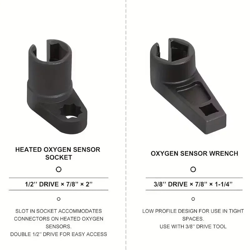 Heavy-Duty Steel O2 Sensor Socket Set